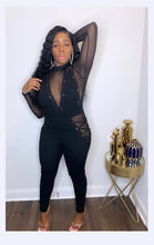 Load image into Gallery viewer, “ Got It Going On” Lace Up Mesh Jumpsuit
