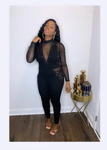 Load image into Gallery viewer, “ Got It Going On” Lace Up Mesh Jumpsuit
