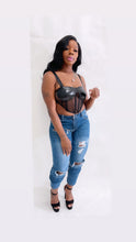 Load image into Gallery viewer, Chingy | net/ faux leather crop top
