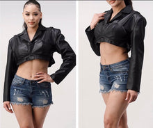 Load image into Gallery viewer, Day and night | faux leather crop top
